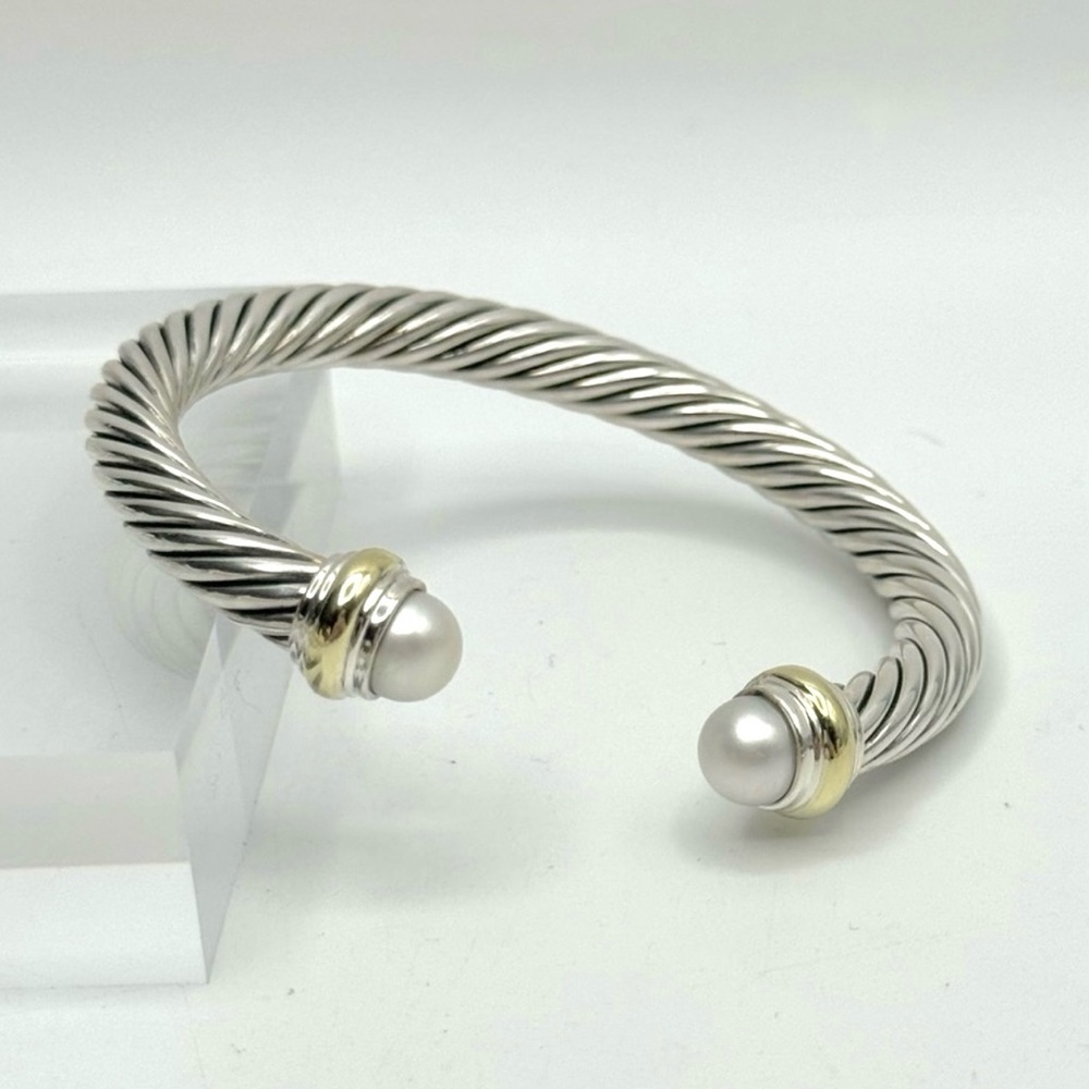 David Yurman 7mm Pearl Bracelet With Gold